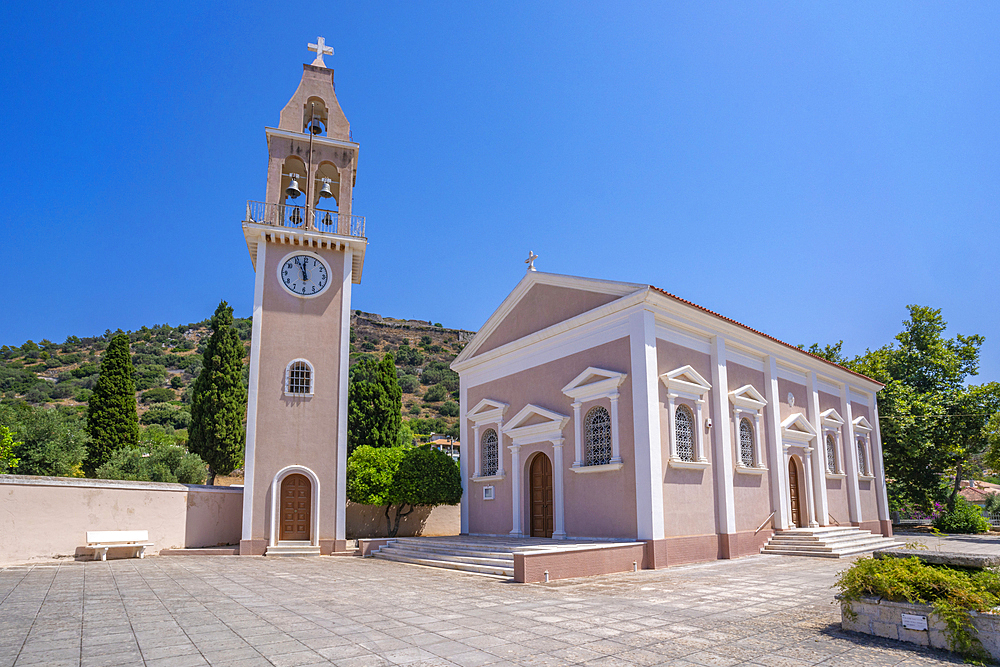 View of Ieros Naos Metamorfosis tou Sotiros church, Peratata, Kefalonia, Ionian Islands, Greek Islands, Greece, Europe