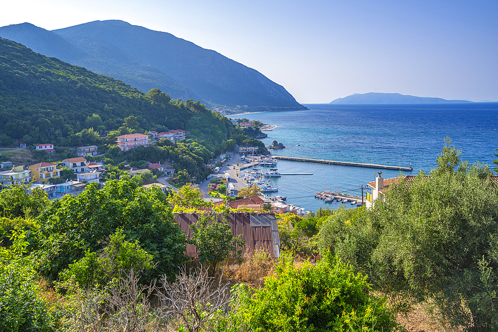 View of harbour in Poros, Poros, Kefalonia, Ionian Islands, Greek Islands, Greece, Europe