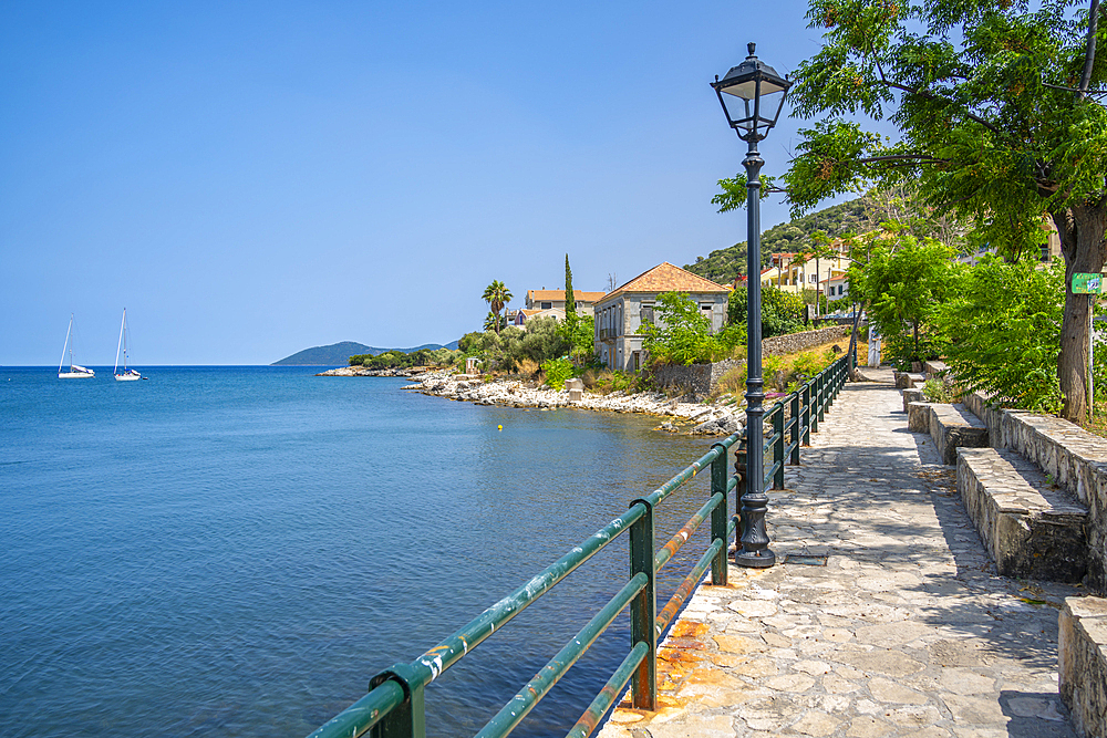 View of coastal path in Agia Effimia, Kefalonia, Ionian Islands, Greek Islands, Greece, Europe