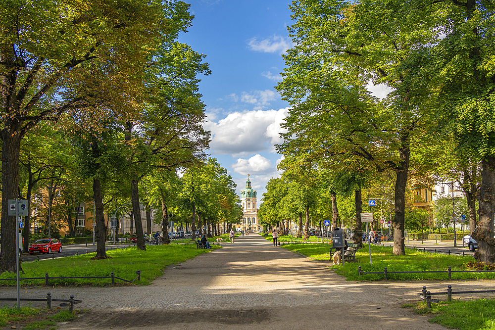 View of Charlottenburg Palace at Schloss Charlottenburg from Schlossrasse, Berlin, Germany, Europe