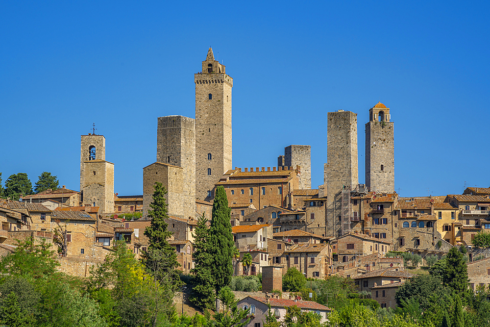 View of San Gimignano skyline, San Gimignano, UNESCO World Heritage Site, Province of Siena, Tuscany, Italy, Europe