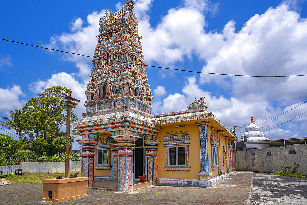 View of Indian Temple on sunny day near Esperance Trebuchet, Mauritius, Indian Ocean, Africa