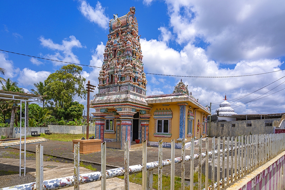 View of Indian Temple on sunny day near Esperance Trebuchet, Mauritius, Indian Ocean, Africa