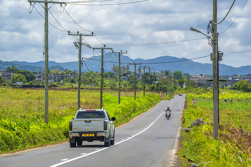 View of road and landscape near Bois Cheri, Savanne District, Mauritius, Indian Ocean, Africa