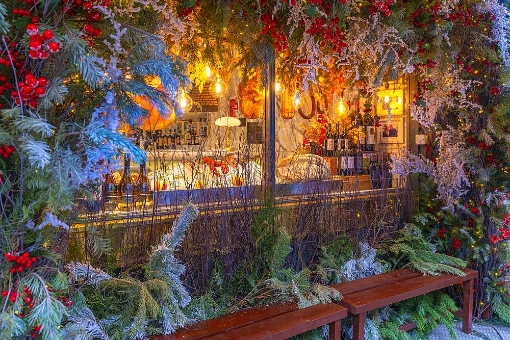 View of shop window at Christmas in Covent Garden, London, England, United Kingdom, Europe