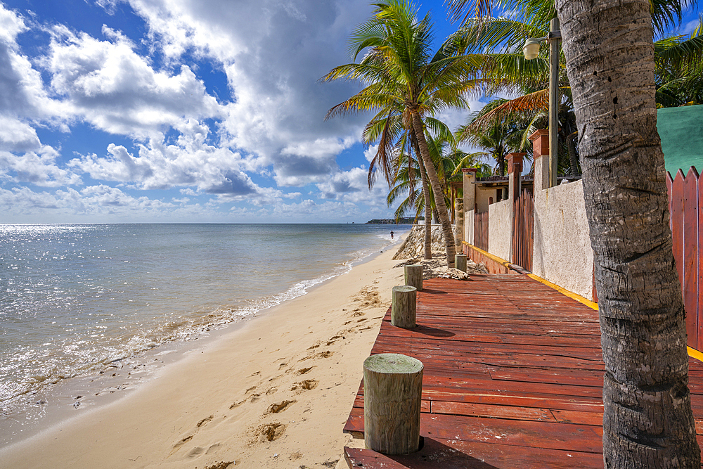 View of beach near Puerto Morelos, Caribbean Coast, Yucatan Peninsula, Mexico, North America