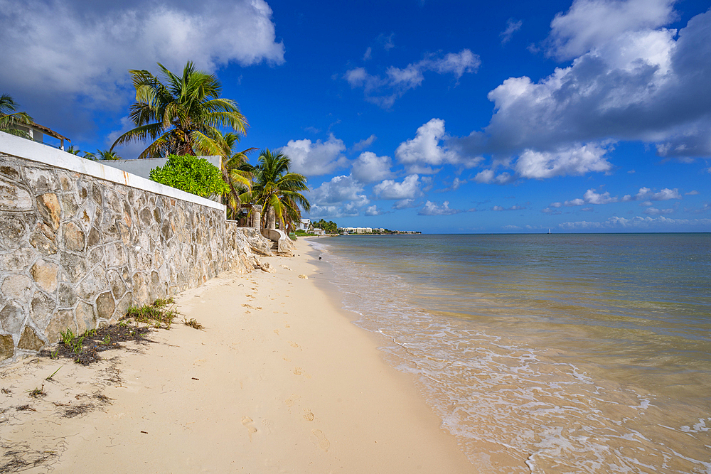 View of beach near Puerto Morelos, Caribbean Coast, Yucatan Peninsula, Mexico, North America