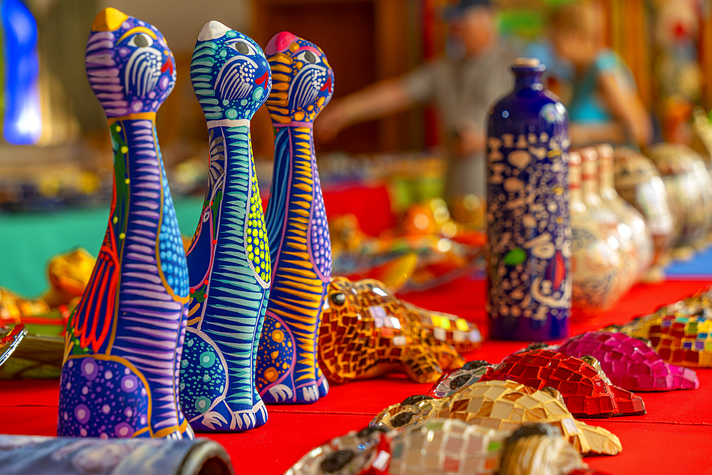 View of souvenir pottery near Puerto Morelos, Caribbean Coast, Yucatan Peninsula, Riviera Maya, Mexico, North America