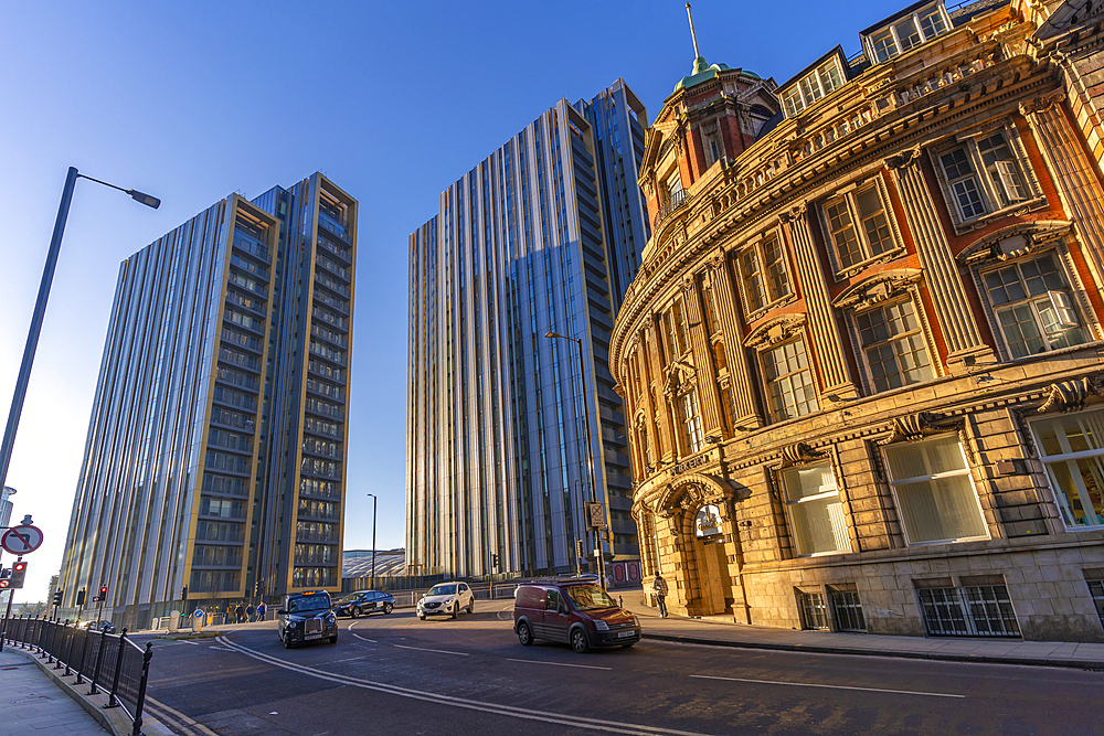 View of traditional and contemporary architecture on Corporation. Street, Manchester, Lancashire, England, United Kingdom, Europe