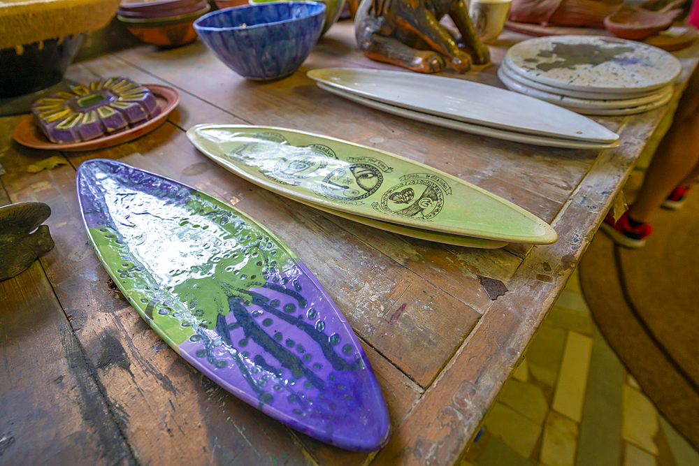 View of pottery in interior workshop of traditional Eswatini crafts, Ngwenya, Mbabane Eswatini, Africa