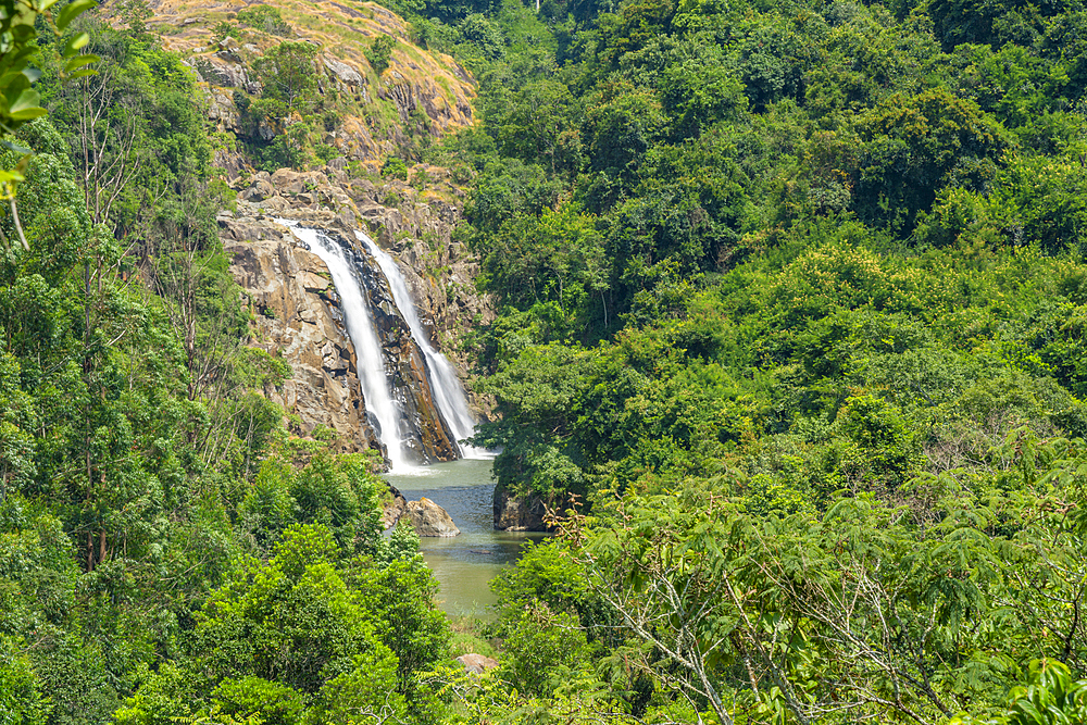 View of Mantenga Falls, Mantenga Cultural Village a traditional Eswatini settlement, Malkerns, Eswatini, Africa