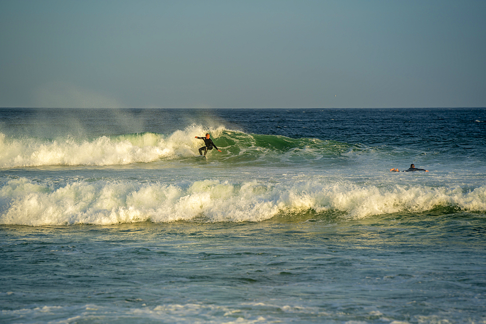 View of surfer, Cape St. Francis, Eastern Cape Province, South Africa, Africa