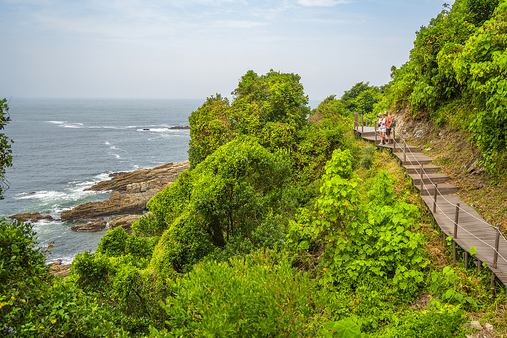 View of couple on trail at Storms River Mouth, Tsitsikamma National Park, Garden Route National Park, South Africa, Africa