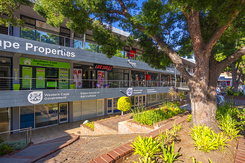 View of shops in the Demar Centre, Knysna Central, Knysna, Western Cape, South Africa, Africa