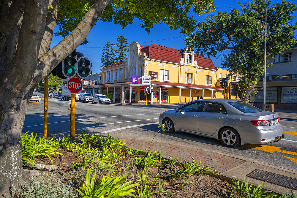 View of colourful architecture, Knysna Central, Knysna, Western Cape, South Africa, Africa