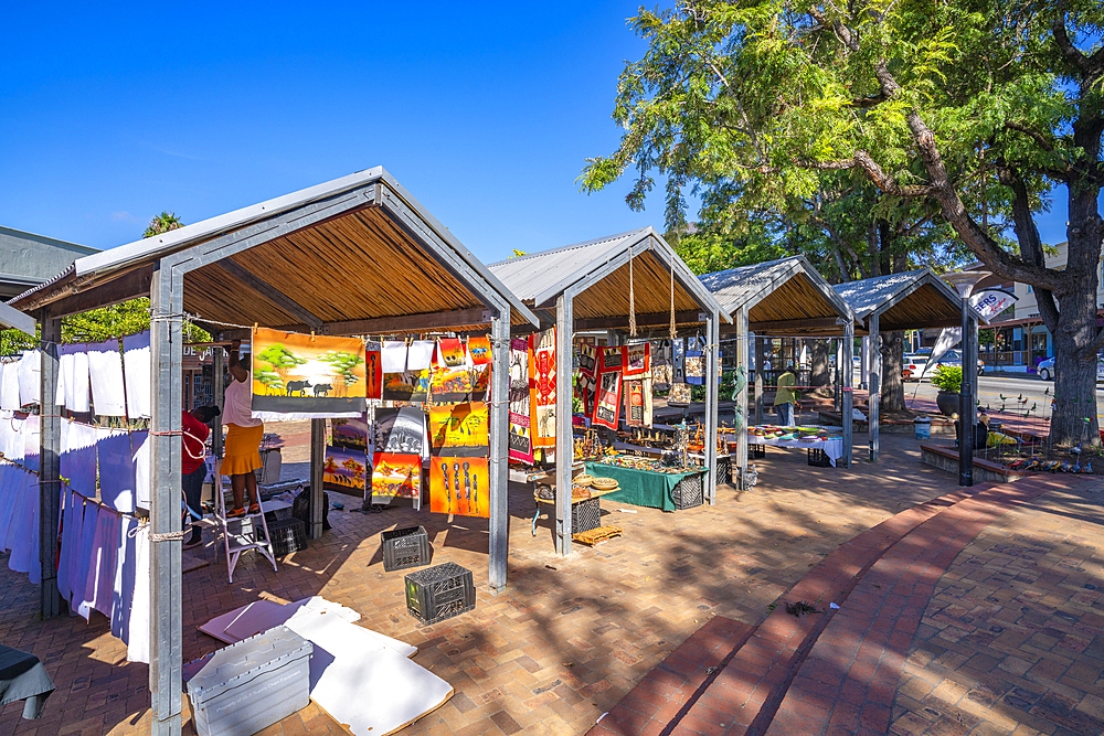 View of souvenir and craft stalls on St. George Street, Knysna Central, Knysna, Western Cape, South Africa, Africa