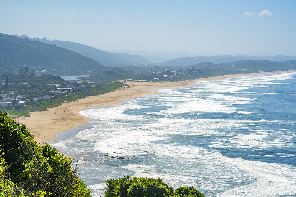 View of Indian Ocean and dramatic coastline at Wilderness from Dolphin Point, Wilderness, Western Cape, South Africa, Africa