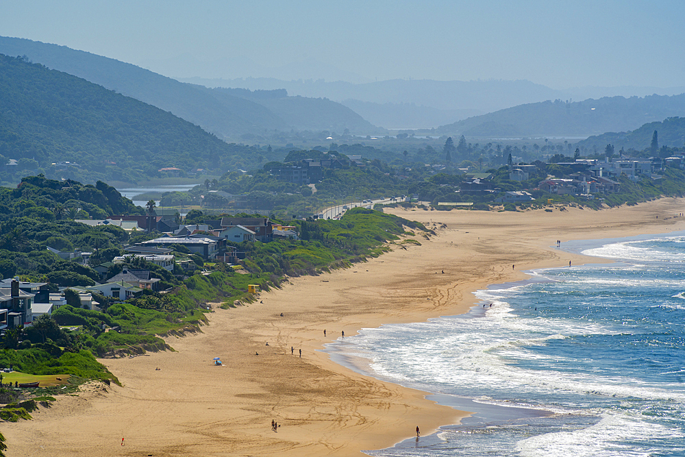 View of Indian Ocean and dramatic coastline at Wilderness from Dolphin Point, Wilderness, Western Cape, South Africa, Africa