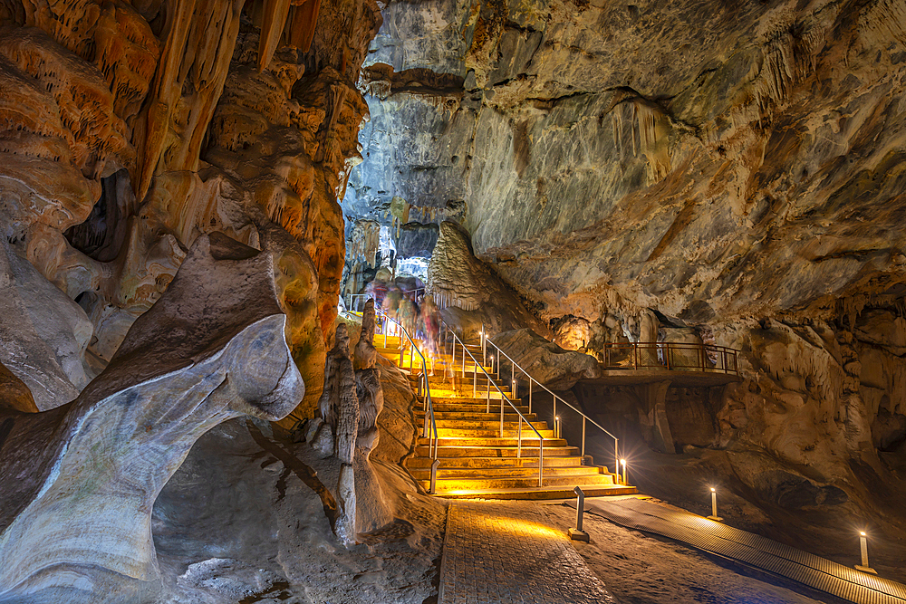 View of pathway in the interior of Cango Caves, Oudtshoorn, Western Cape, South Africa, Africa