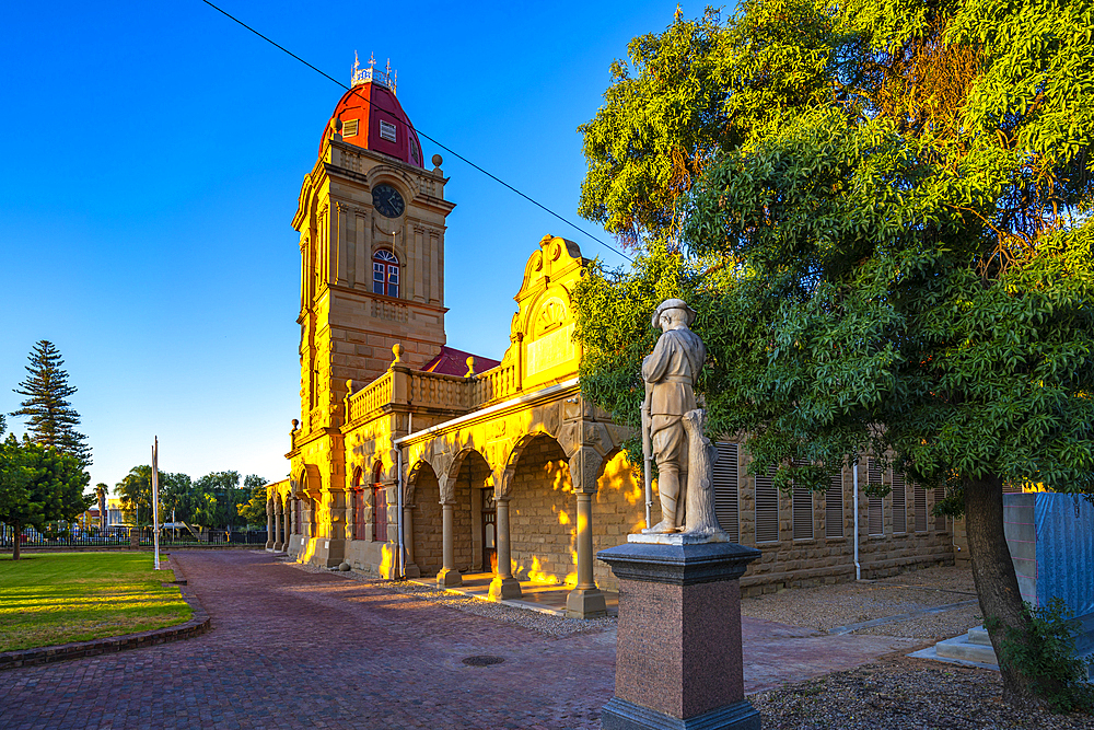 View of C.P Nel Museum at sunrise, Oudtshoorn, Western Cape, South Africa, Africa