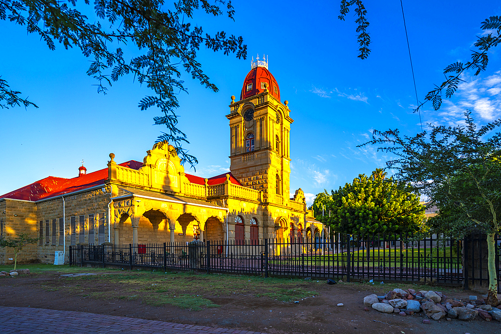 View of C.P Nel Museum at sunrise, Oudtshoorn, Western Cape, South Africa, Africa