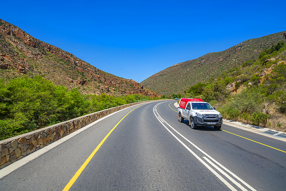 View of road R62 and landscape, Brandrivier, South Africa, Africa