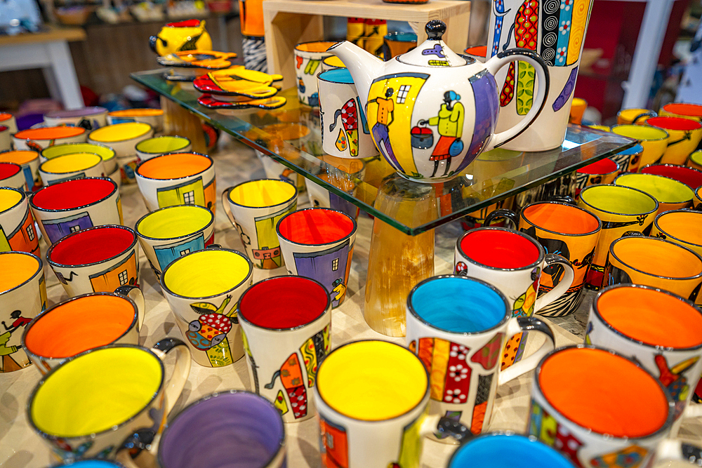 View of souvenir pottery display, Stellenbosch Central, Stellenbosch, Western Cape, South Africa, Africa