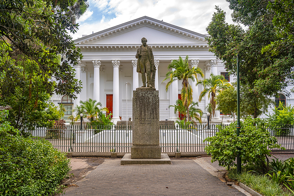 View of George Grey statue and Cape Town City Libraries, Cape Town, Western Cape, South Africa, Africa