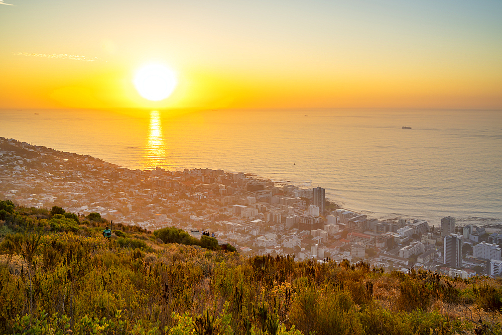 People watching sunset over Bantry Bay from Signal Hill, Cape Town, Western Cape, South Africa, Africa