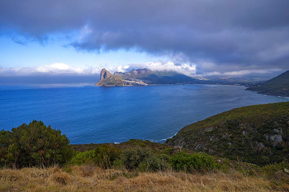 View of Hout Bay from Chapmans Peak Drive, Hout Bay, Table Mountain National Park, Cape Town, Western Cape, South Africa, Africa