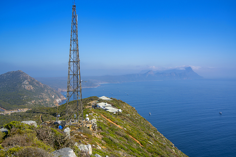 View of False Bay from lighthouse, Cape of Good Hope Nature Reserve, Cape Town, Western Cape, South Africa, Africa