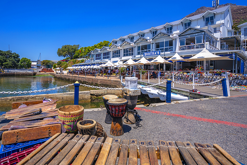 View of restaurant in the Waterfront, Simon's Town, Cape Town, Western Cape, South Africa, Africa