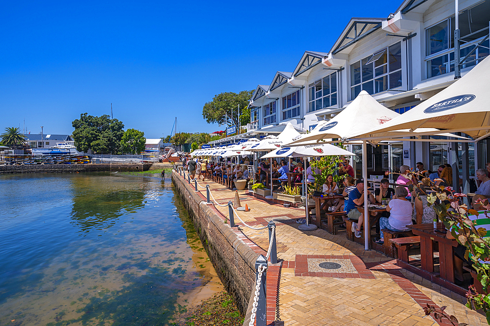 View of restaurant in the Waterfront, Simon's Town, Cape Town, Western Cape, South Africa, Africa