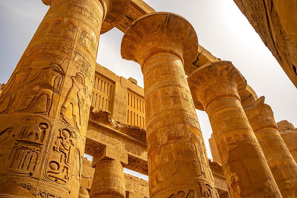 View of Columns, Great Hypostyle Hall, Karnak Temple Complex, UNESCO World Heritage Site, near Luxor, Thebes, Egypt, North Africa, Africa