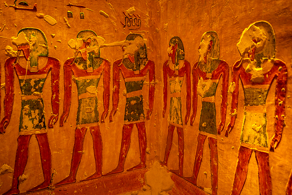 View of hieroglyphs in Burial Chamber, Tomb of Ramses IV, KV2, Valley of the Kings, UNESCO World Heritage Site, Thebes, Egypt, North Africa, Africa