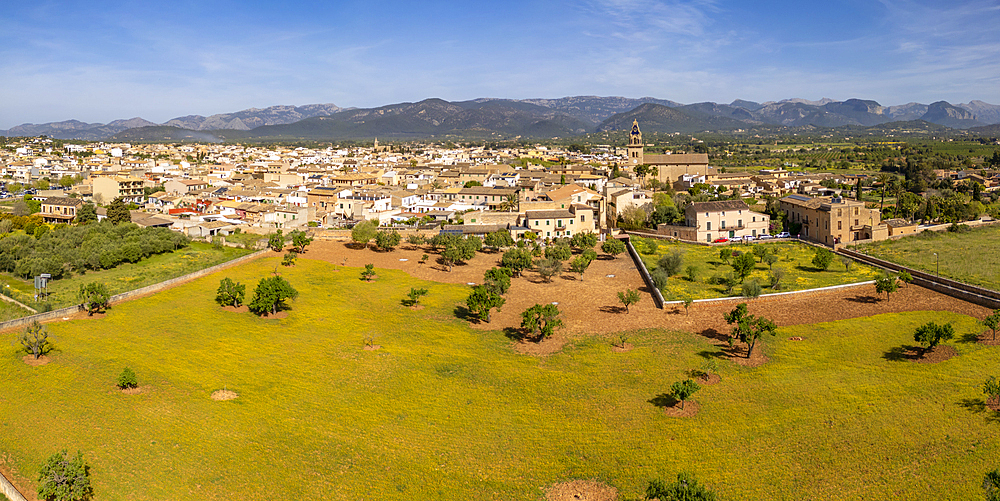 Aerial view of Santa Maria del Camí, Majorca, Balearic Islands, Spain, Mediterranean, Europe