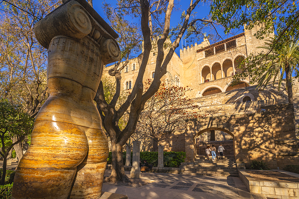 View of Cathedral-Basílica de Santa María de Mallorca from S'Hort del Rei, Palma de Mallorca, Majorca, Balearic Islands, Spain, Mediterranean, Europe