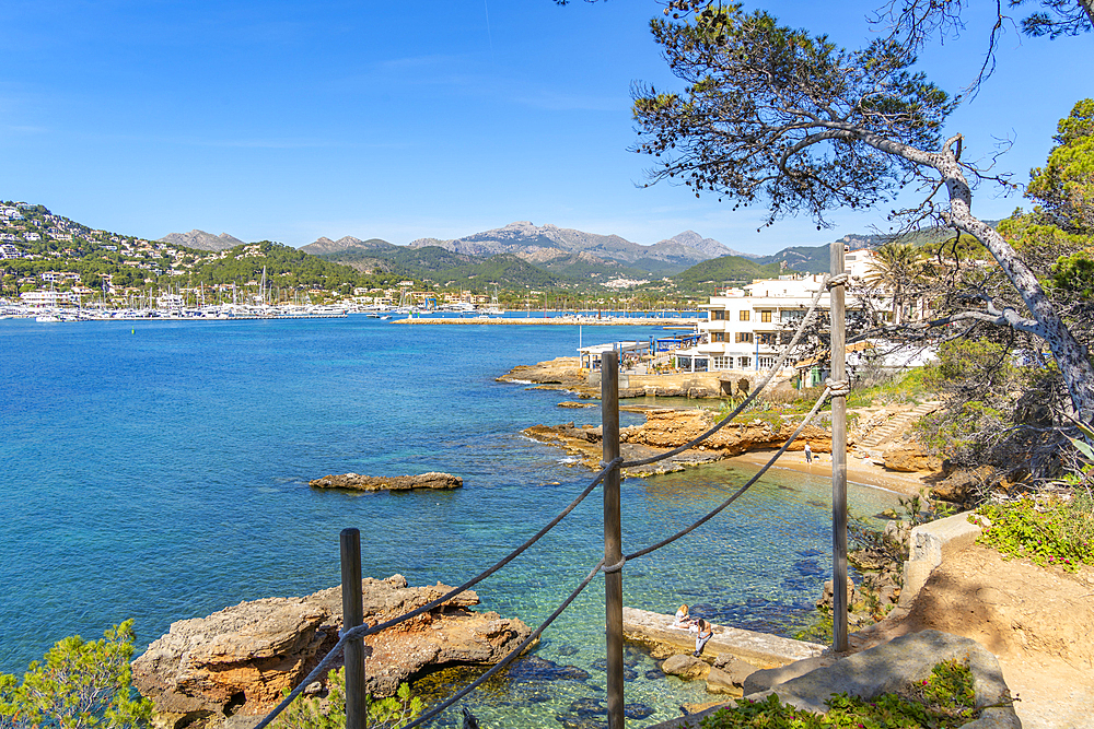 View of rocky shoreline and the sea at Port d'Andratx, Majorca, Balearic Islands, Spain, Mediterranean, Europe