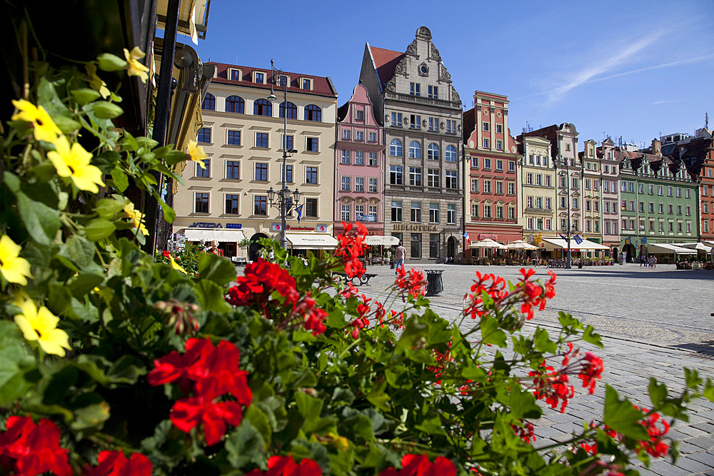 Market Square from restaurant, Old Town, Wroclaw, Silesia, Poland, Europe