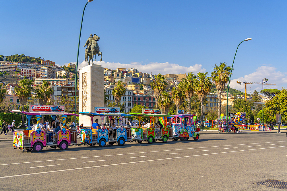 View of Armando Diaz statue in Rotonda Diaz, Naples, Campania, Italy, Europe