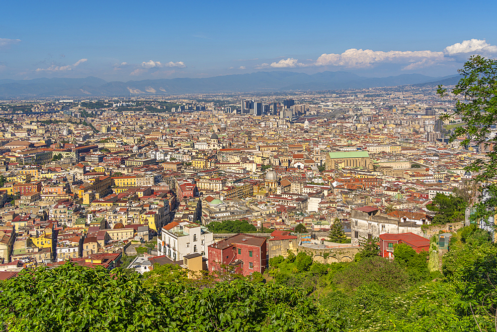 Elevated view of Naples skyline from Castel Sant'Elmo, Naples, Campania, Italy, Europe