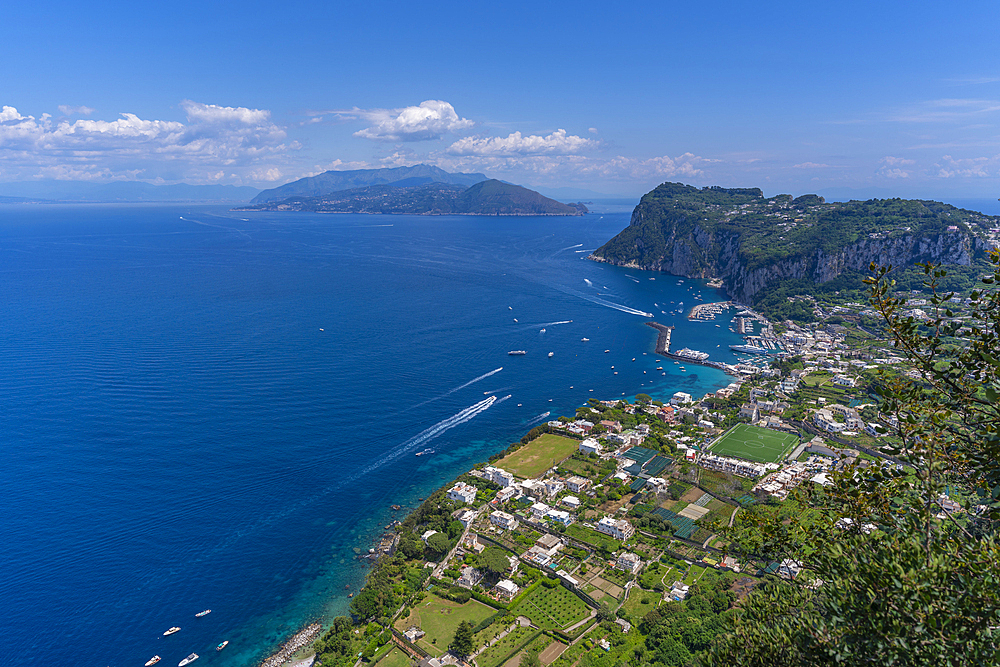 View of Grande Marina from Anacapri panorama view point, Anacapri, Isle of Capri, Bay of Naples, Campania, Italy, Mediterranean, Europe