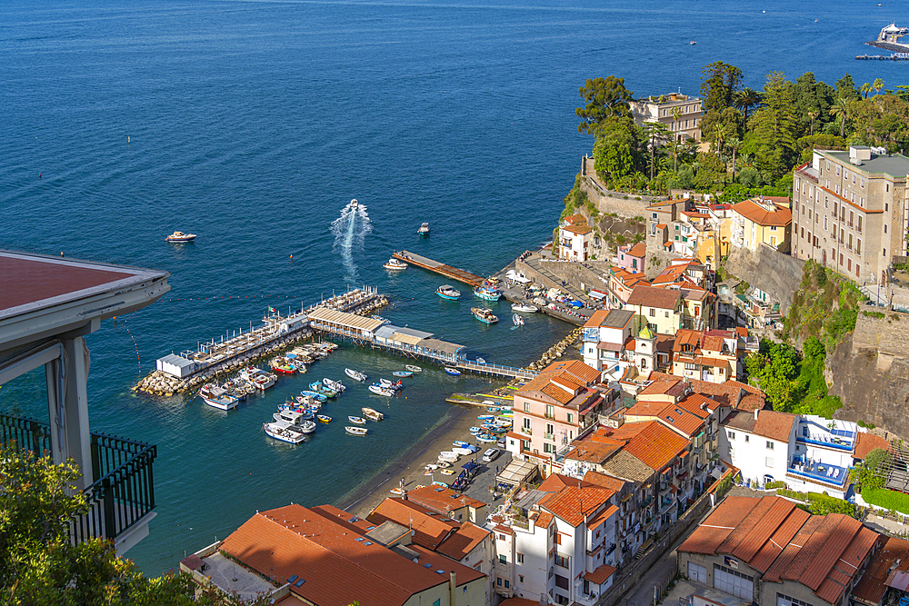 View of Sorrento harbour and Bay of Naples, Sorrento, Campania, Italy, Mediterranean, Europe