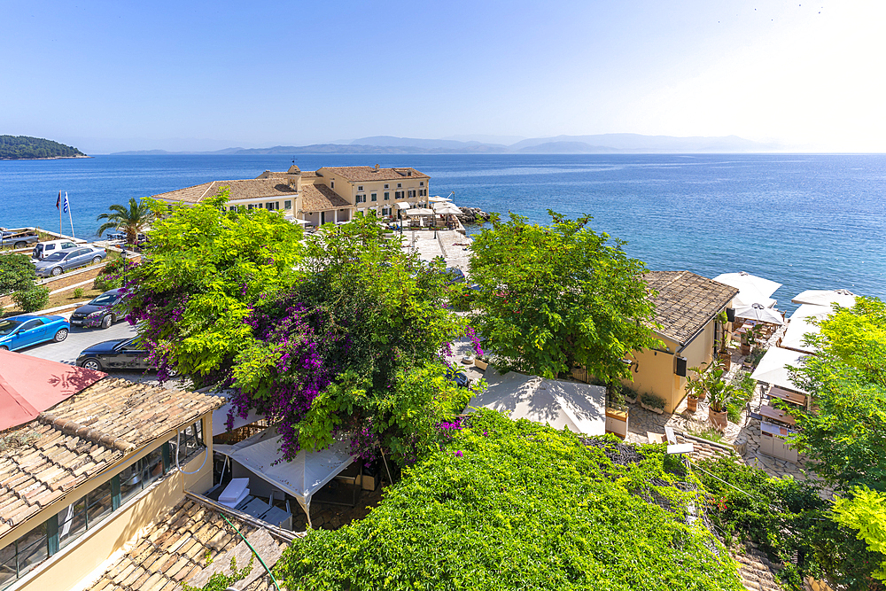 View of Faliraki Corfu in Corfu Town, Corfu, Ionian Sea, Greek Islands, Greece, Europe