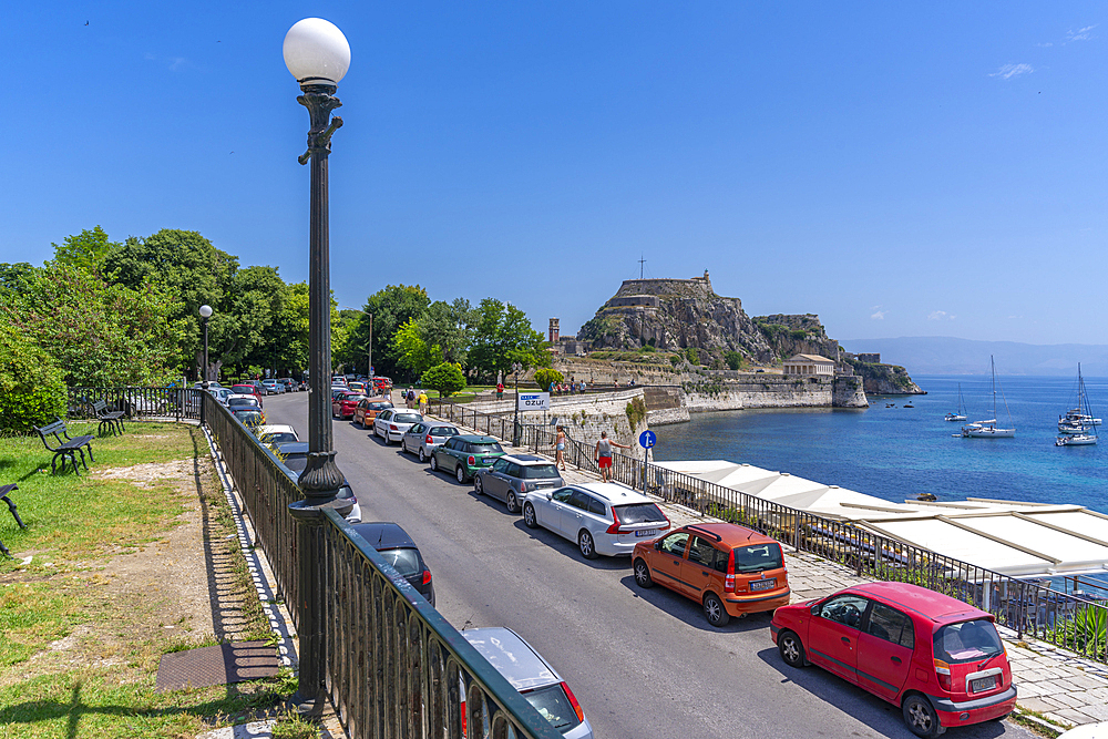 View of Old Fortress of Corfu in Corfu Town, Corfu, Ionian Sea, Greek Islands, Greece, Europe