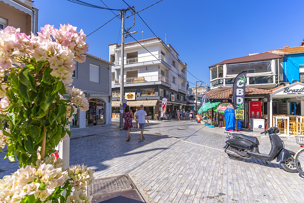 View of restaurant and cafes in Thassos Town, Thassos, Aegean Sea, Greek Islands, Greece, Europe