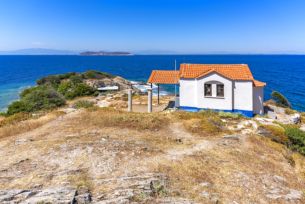 View of Church of the Holy Apostles in Thassos Town, Thassos, Aegean Sea, Greek Islands, Greece, Europe