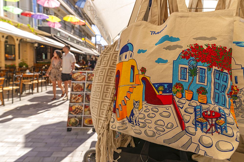 View of souvenirs in Thassos Town, Thassos, Aegean Sea, Greek Islands, Greece, Europe