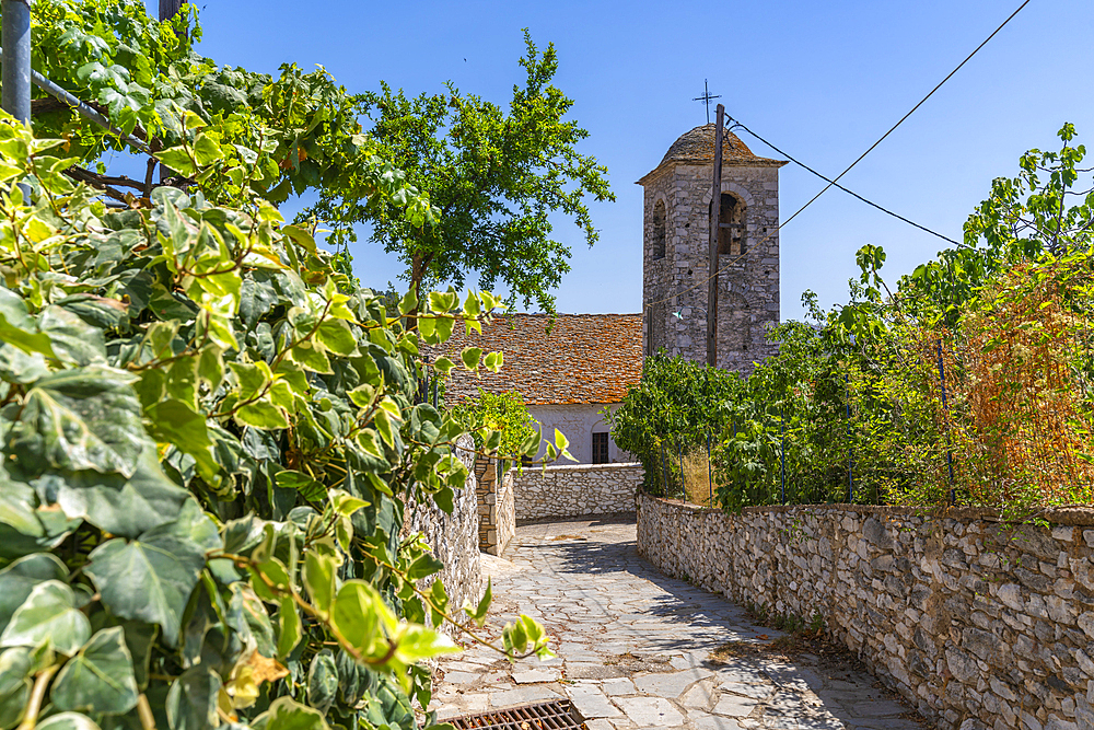 View of Church of Agia Paraskevi in Theologos, Theologos, Thassos, Aegean Sea, Greek Islands, Greece, Europe