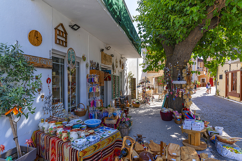 View of souvenir shop in Theologos, Theologos, Thassos, Aegean Sea, Greek Islands, Greece, Europe